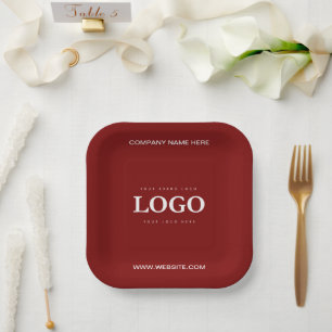 Simple Minimalist Custom Logo & Text Promotional Paper Plate