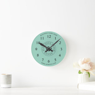 Simple Minimalist Custom Logo & Text Promotional Round Clock