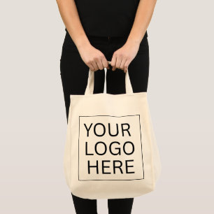 Simple Minimalist Custom Logo & Text Promotional Tote Bag