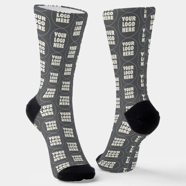Simple Minimalist Custom Logo & Text   Socks (Angled)
