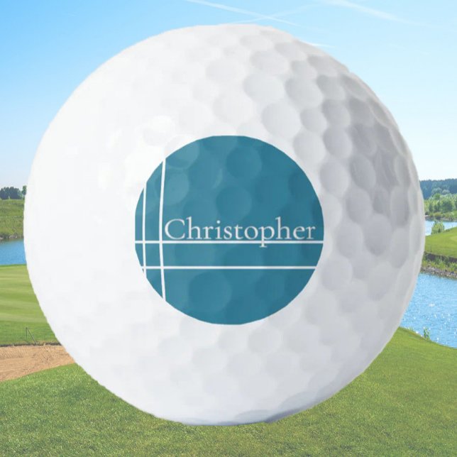 Simple minimalist custom name ocean blue golf balls (Creator Uploaded)