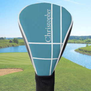Simple minimalist custom name ocean blue golf head cover