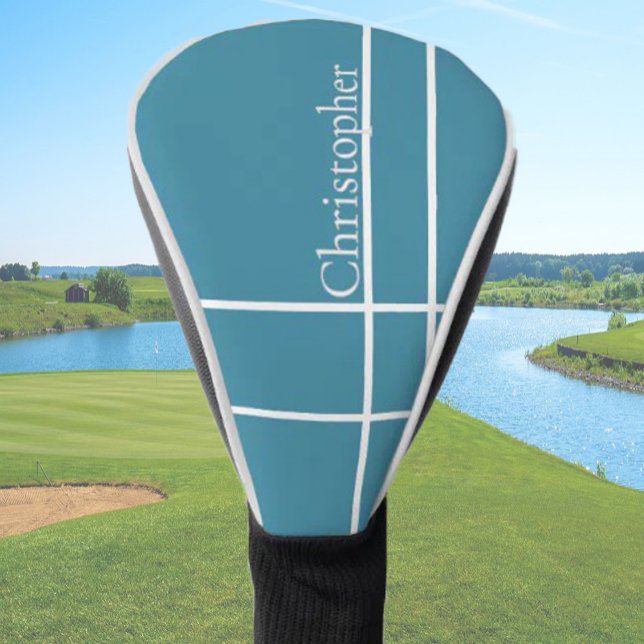 Simple minimalist custom name ocean blue golf head cover (Creator Uploaded)