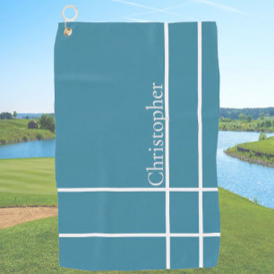 Simple minimalist custom name ocean blue golf towel