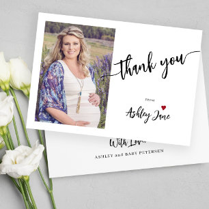 Simple minimalist custom photo baby shower thank you card