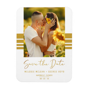 Simple Minimalist Custom Photo Newly Engaged Magnet