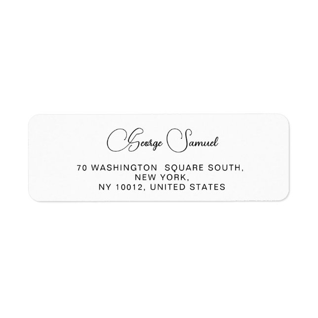 Simple Minimalist Custom Return Address Labels (Front)