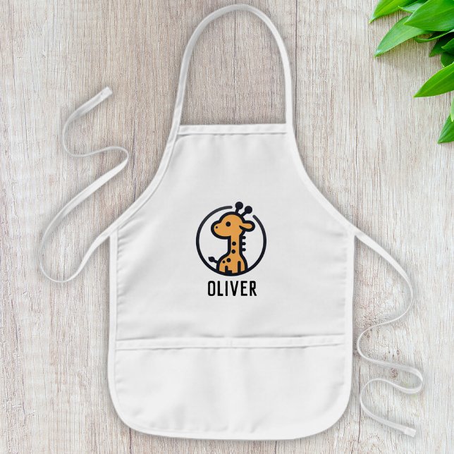 Simple Minimalist Cute Giraffe in a  Circle Kids Apron (Creator Uploaded)