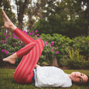 Simple Minimalist Cute Whimsical Red Striped  Leggings
