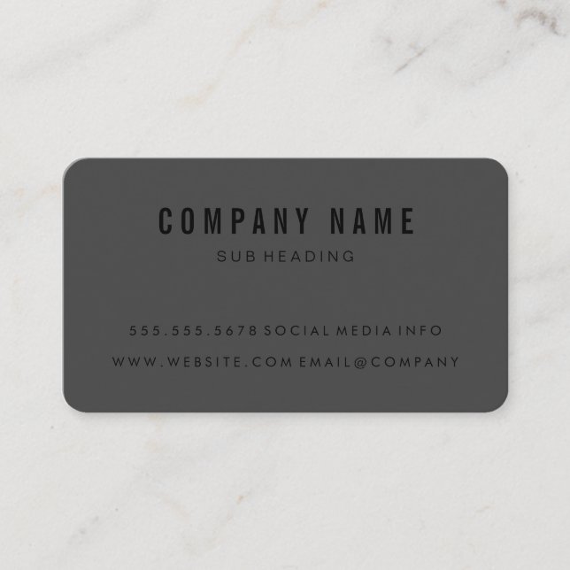 Simple Minimalist Dark Grey Discount Card (Front)