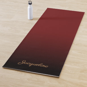 Simple Minimalist DARK RED to BLACK Ombre Gradient Yoga Mat
