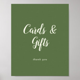 Simple Minimalist Dark Sage Cards and Gifts Sign