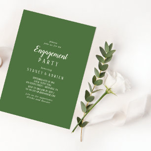 Simple Minimalist Dark Sage Engagement Party Invitation