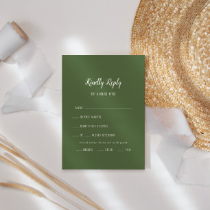 Simple Minimalist Dark Sage Menu Choice RSVP Card