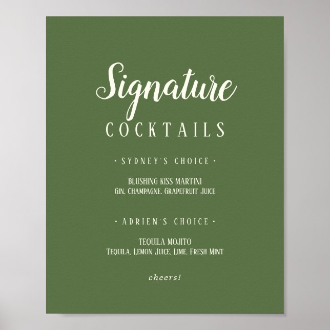 Simple Minimalist|Dark Sage Signature Cocktails Poster (Front)