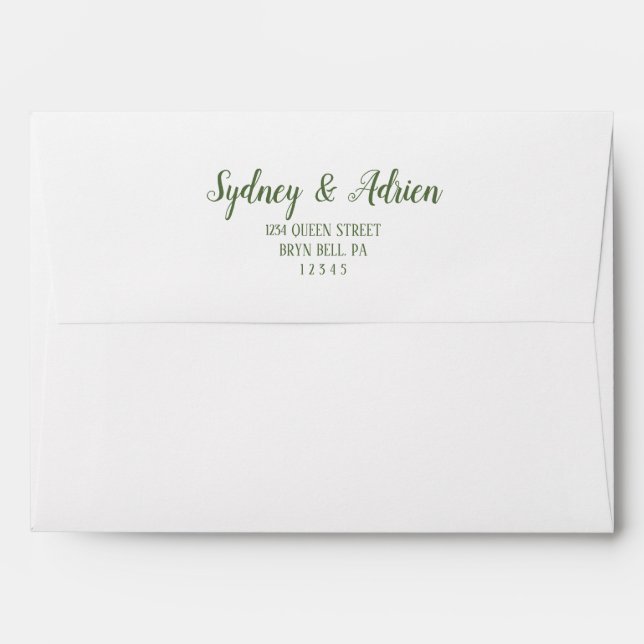 Simple Minimalist|Dark Sage Wedding Invitation Envelope (Back (Top Flap))