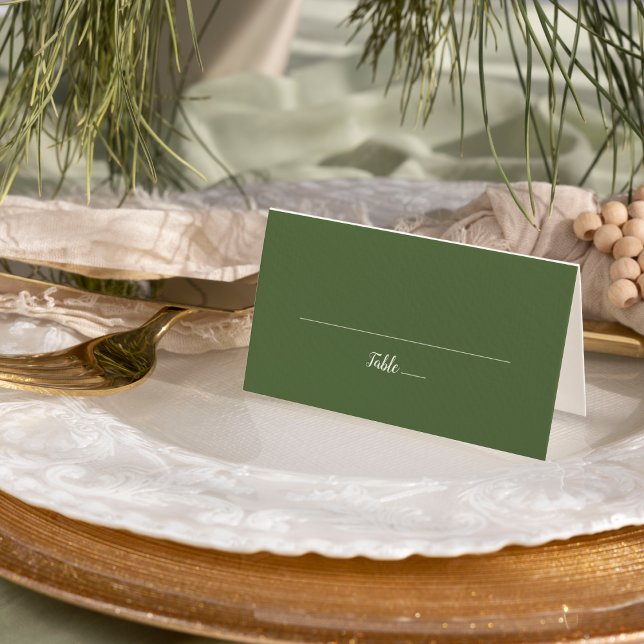Simple Minimalist|Dark Sage Wedding Place Card (Creator Uploaded)