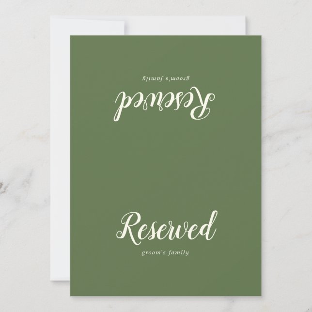 Simple Minimalist|Dark Sage Wedding Reserved Sign (Front)