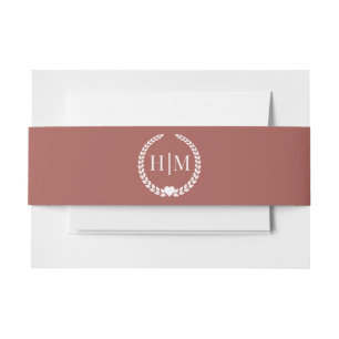Simple Minimalist Deep Terracotta Monogram Invitation Belly Band