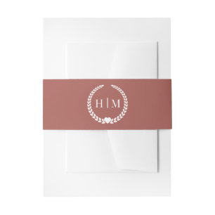 Simple Minimalist Deep Terracotta Monogram  Invitation Belly Band