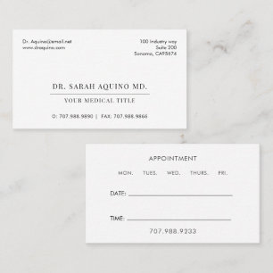 Simple Minimalist Doctor Physician  Business Card