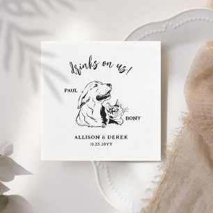 Simple Minimalist Dog Cat Name Pet Wedding Napkin