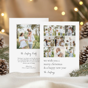 Simple Minimalist Double Sided Photo Collage Holiday Card