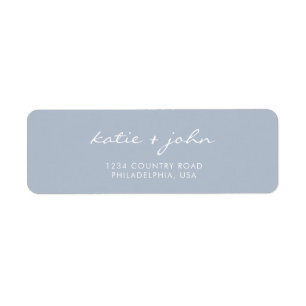 Simple Minimalist Dusty Blue Wedding Address Return Address Label