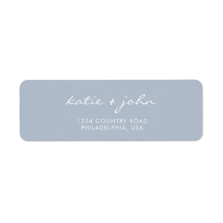 Simple Minimalist Dusty Blue Wedding Address Return Address Label