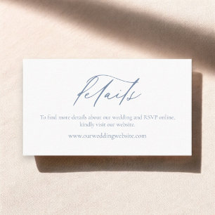 Simple Minimalist Dusty Blue Wedding Details Business Card