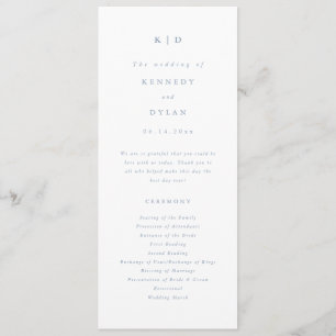 Simple Minimalist Dusty Blue Wedding Program
