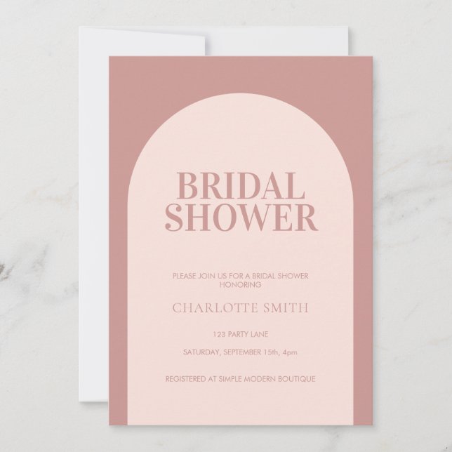 Simple Minimalist Dusty Rose Arch Bridal Shower Invitation (Front)