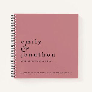 Simple Minimalist Dusty Rose Wedding Guest Book