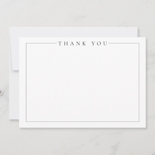 Simple Minimalist Elegant Black and White Wedding Thank You Card (Front)