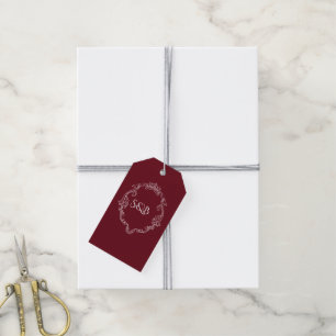 Simple Minimalist elegant burgundy monogram Gift Tags
