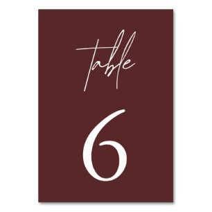 Simple Minimalist Elegant Burgundy Table Number