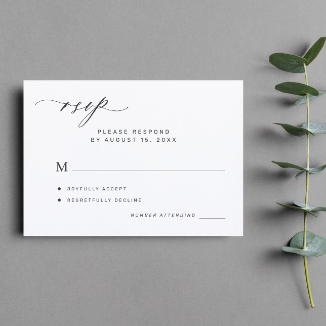 Simple minimalist elegant calligraphy wedding RSVP Invitation (Creator Uploaded)