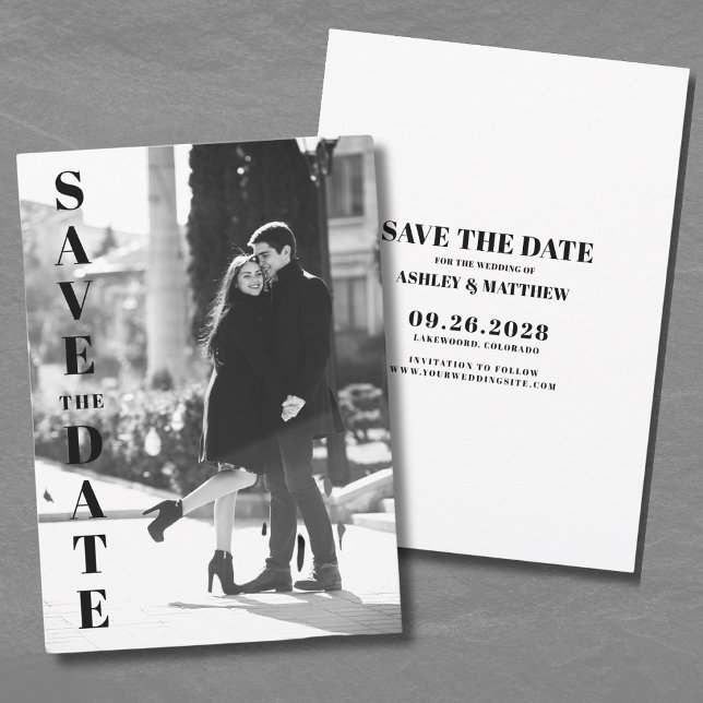 Simple Minimalist Elegant Full Photo Save The Date Invitation (Simple Minimalist Elegant Photo Save The Date Invitation)