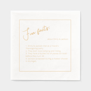 Simple Minimalist Elegant Fun Facts Wedding Foil Napkins