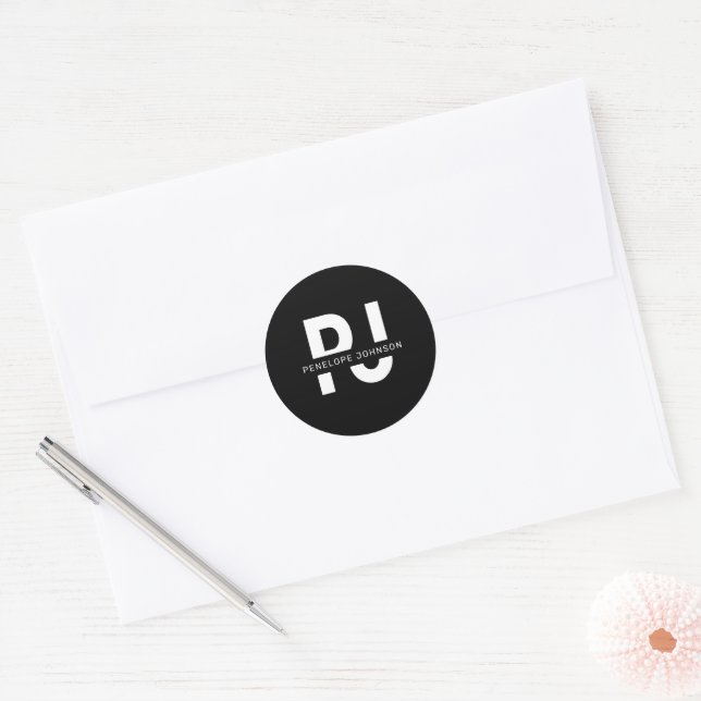 Simple Minimalist Elegant Professional Monogram Classic Round Sticker (Envelope)
