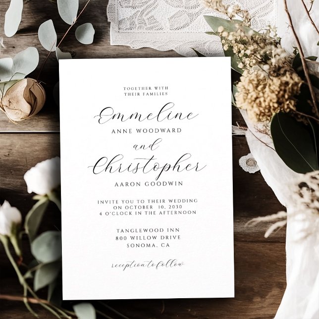 Simple Minimalist Elegant Script Wedding Invitation (Creator Uploaded)