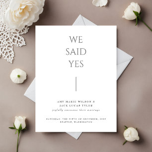 Simple Minimalist Elegant Wedding Announcement Pos Postcard