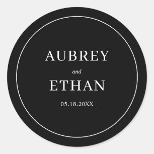 Simple Minimalist Elegant Wedding Classic Round Sticker