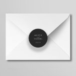 Simple minimalist elegant wedding envelope seal<br><div class="desc">Elegant simple minimal wedding invitation envelope dark seal sticker featuring a classy stylish chic trendy calligraphy script. Easy to personalise with your details! Suitable for formal black tie neutral weddings. Please note that the background colour can be changed to match your wedding colour scheme. If comfortable doing it, you can...</div>