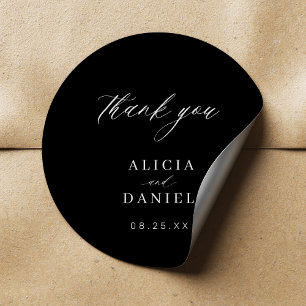 Simple minimalist elegant wedding favour classic r classic round sticker