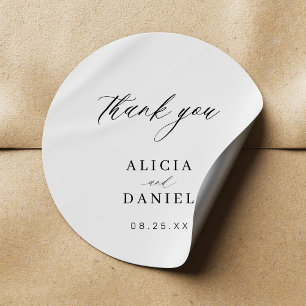 Simple minimalist elegant wedding favour classic round sticker