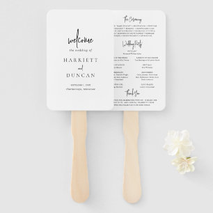 Simple Minimalist Elegant Wedding Program Hand Fan