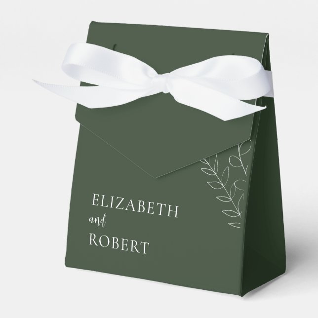 Simple Minimalist Elegant Wedding Sage Green Favour Box (Front Side)