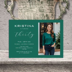 Simple Minimalist Emerald Green 30th Birthday Invitation
