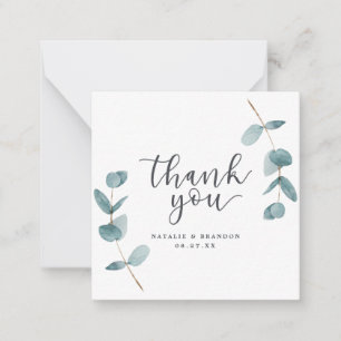 Simple Minimalist Eucalyptus & Script Thank You Card